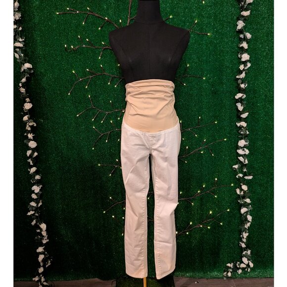 Isabel Maternity by Ingrid & Isabel Denim - Isabel Maternity White Crossover Panel Skinny Maternity Jeans, Size 6, EUC!